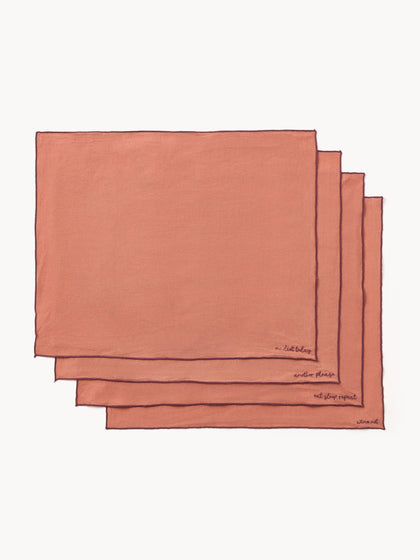 Westwing Manteles individuales de lino con bordado Cosmo 4 uds