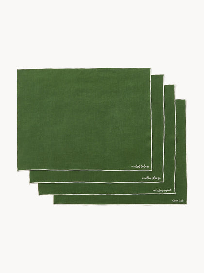 Westwing Manteles individuales de lino con bordado Cosmo 4 uds