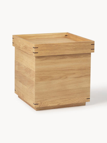 Westwing Mesa Auxiliar Artesanal De Madera De Roble Con Espacio De Almacenamiento Japanese