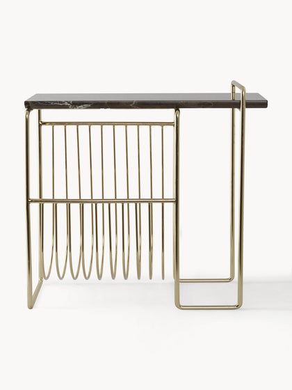 Westwing Mesa Auxiliar De Mármol Con Revistero Sino