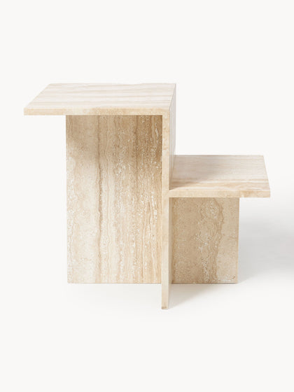 Westwing Mesa Auxiliar De Travertino Con Dos Estantes Distinct