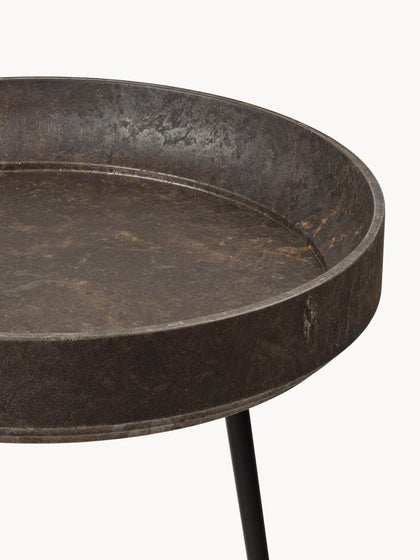 Westwing Mesa Auxiliar Redonda Artesanal De Madera De Roble Bowl