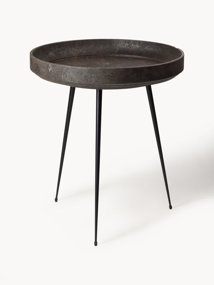 Westwing Mesa auxiliar redonda artesanal de madera de roble Bowl