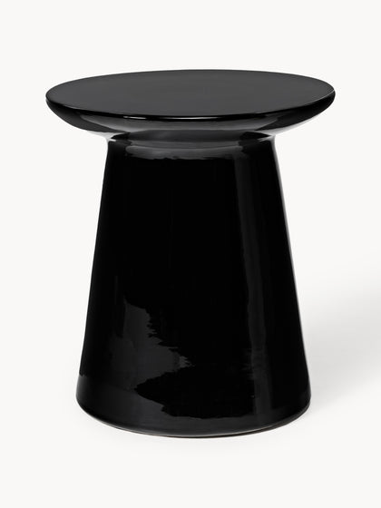 Westwing Mesa auxiliar redonda con superficie brillante Dustan