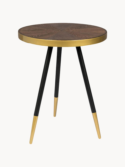 Westwing Mesa auxiliar redonda con tablero de madera Denise