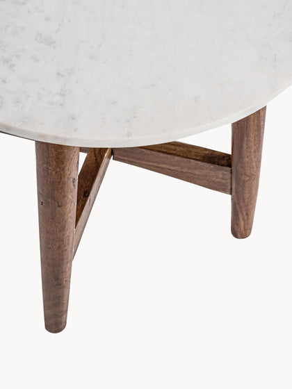 Westwing Mesa Auxiliar Redonda Con Tablero De Mármol Albany