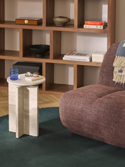 Westwing Mesa Auxiliar Redonda De Travertino Marisa