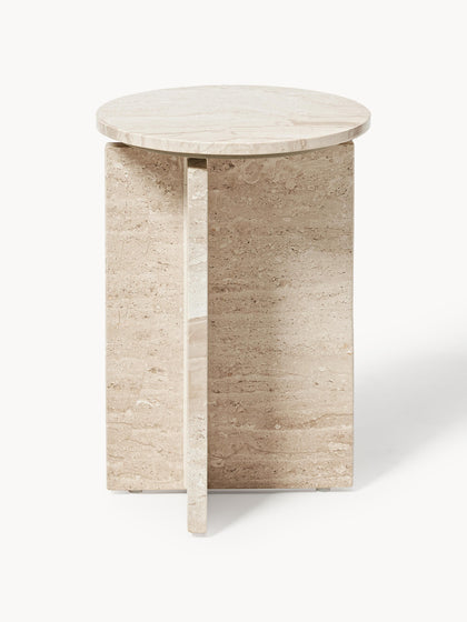 Westwing Mesa Auxiliar Redonda De Travertino Marisa