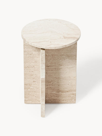 Westwing Mesa Auxiliar Redonda De Travertino Marisa