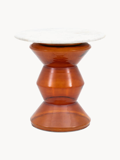 Westwing Mesa Auxiliar Redonda De Vidrio Soplado Y Mármol Turin