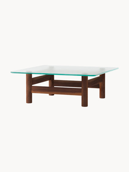 Westwing Mesa De Centro De Madera De Nogal Con Tapa De Cristal Brasilia