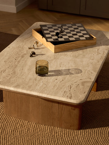 Westwing Mesa De Centro De Madera De Roble Con Tablero De Travertino Chandler