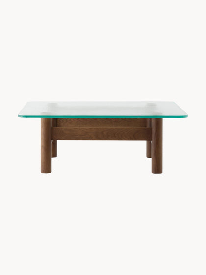 Westwing Mesa De Centro De Madera De Roble Con Tapablero De Vidrio Brasilia