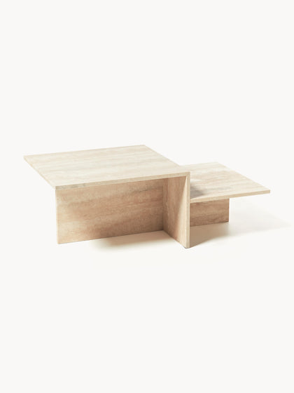 Westwing Mesa de centro de travertino con dos tableros Distinct