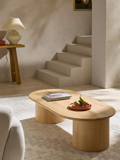 Westwing Mesa De Centro Ovalada De Madera De Roble Didi