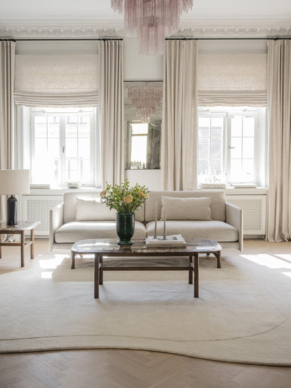 Westwing Mesa De Centro Ovalada De Mármol Y Madera De Roble Hammond