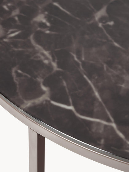 Westwing Mesa De Centro Redonda Con Tablero De Vidrio En Look Mármol Antigua