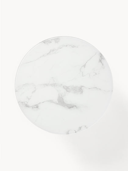 Westwing Mesa De Centro Redonda Con Tablero De Vidrio En Look Mármol Antigua