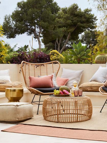 Westwing Mesa De Centro Redonda Costa Con Tablero De Vidrio