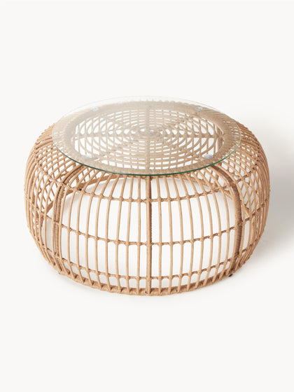 Westwing Mesa De Centro Redonda Costa Con Tablero De Vidrio