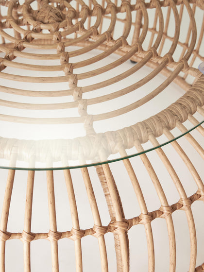 Westwing Mesa De Centro Redonda Costa Con Tablero De Vidrio