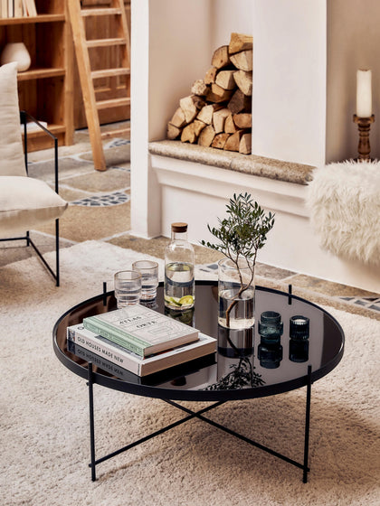 Westwing Mesa De Centro Redonda Cupid Tablero De Vidrio Extraíble