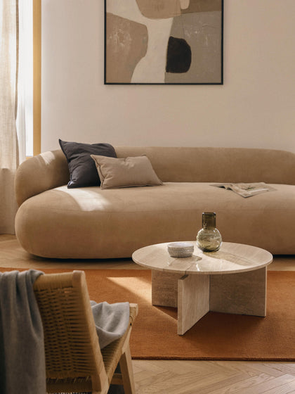 Westwing Mesa De Centro Redonda De Travertino Marisa