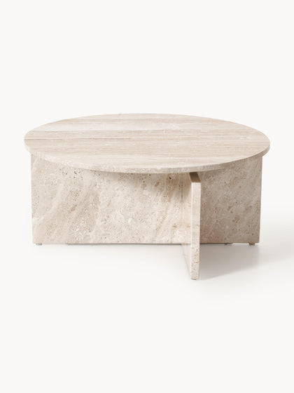 Westwing Mesa De Centro Redonda De Travertino Marisa