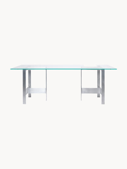 Westwing Mesa De Comedor De Vidrio Y Metal Lager 200 X 90 Cm