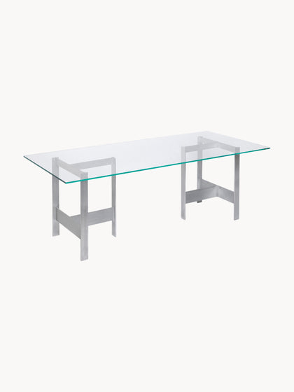 Westwing Mesa de comedor de vidrio y metal Lager 200 x 90 cm