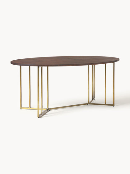 Westwing Mesa de comedor ovalada de madera de mango Luca tamaños diferentes