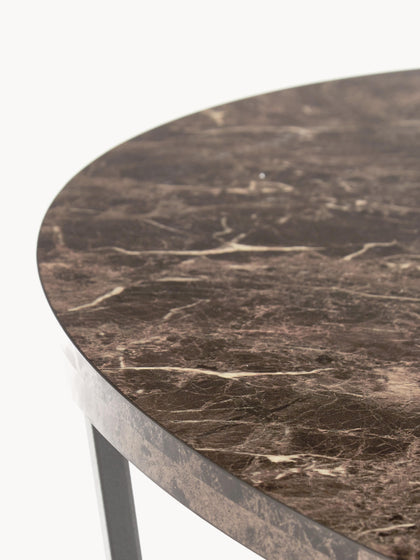 Westwing Mesa De Comedor Redonda Amble Con Tablero En Look Mármol Ø 110 cm