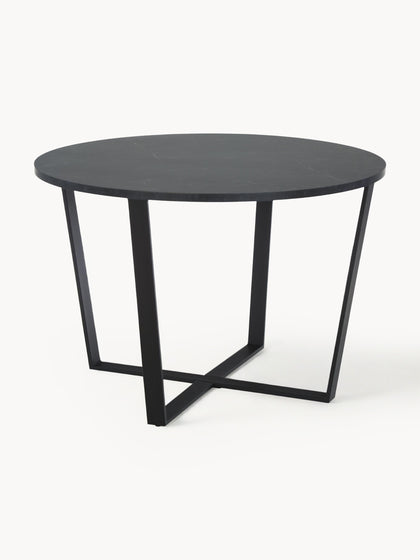 Westwing Mesa de comedor redonda Amble con tablero en look mármol Ø 110 cm