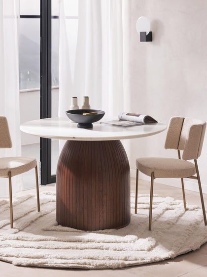 Westwing Mesa De Comedor Redonda Con Tablero De Mármol Nelly Ø 115 Cm