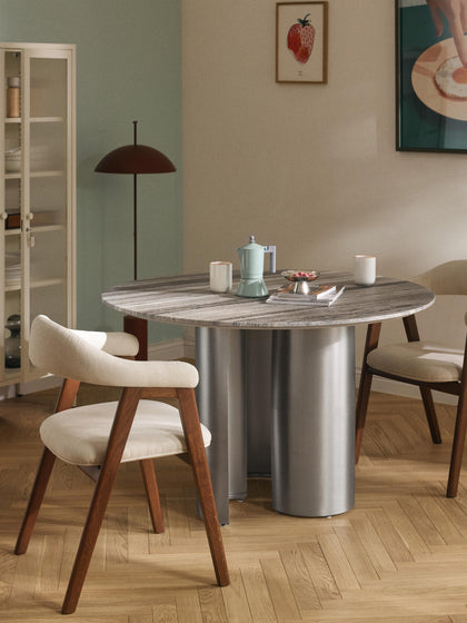 Westwing Mesa De Comedor Redonda Con Tablero De Mármol Noam Ø 120 Cm