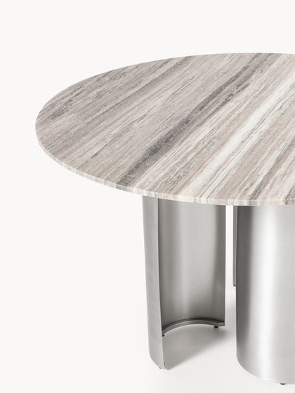 Westwing Mesa De Comedor Redonda Con Tablero De Mármol Noam Ø 120 Cm