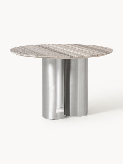 Westwing Mesa de comedor redonda con tablero de mármol Noam Ø 120 cm
