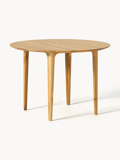 Westwing Mesa de comedor redonda de madera de roble maciza Archie Ø 110 cm