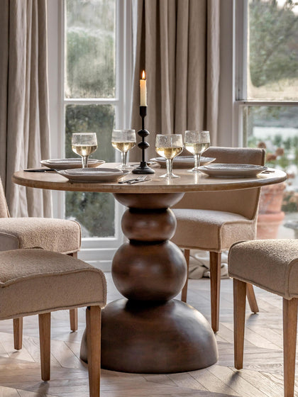 Westwing Mesa De Comedor Redonda Sculpt Con Tablero De Travertino Ø 110 Cm