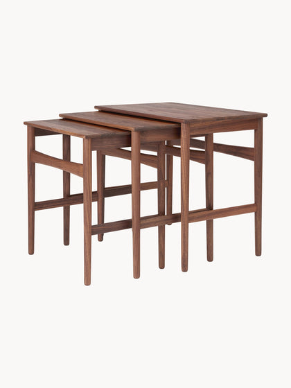 Westwing Mesas auxiliares de madera de nogal CH004 3 uds