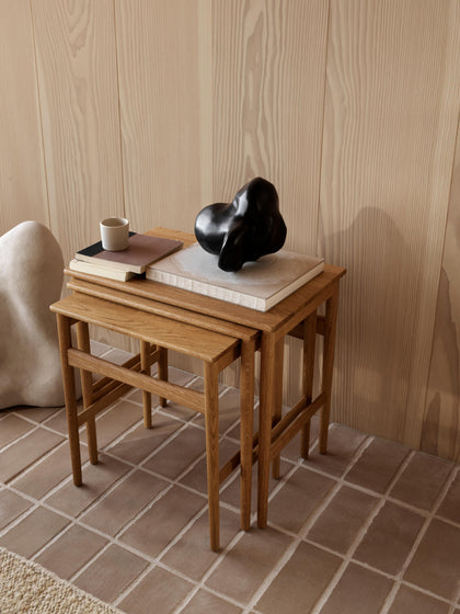 Westwing Mesas Auxiliares De Madera De Roble CH004 3 Uds