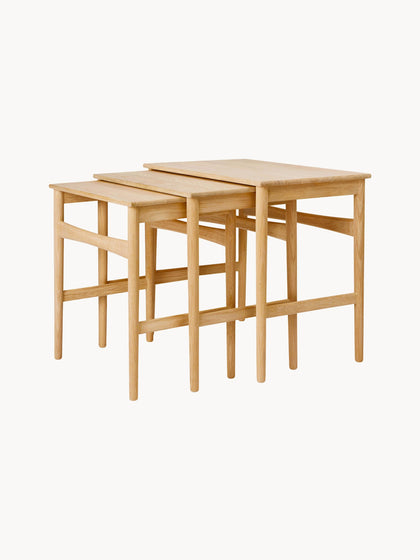 Westwing Mesas auxiliares de madera de roble CH004 3 uds