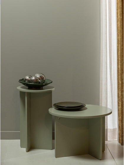 Westwing Mesas Auxiliares Redondas De Madera De Pino Ronny 2 Uds