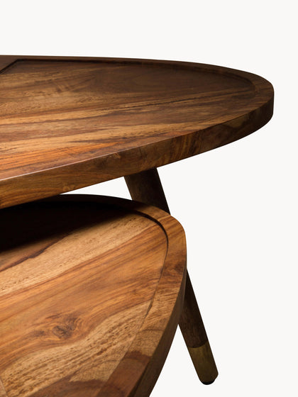 Westwing Mesas De Centro Ovaladas De Madera Sheesham Sham 2 uds