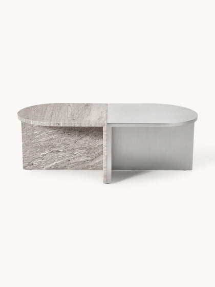 Westwing Mesas De Centro Ovaladas De Metal Y Mármol Leander 2 Uds