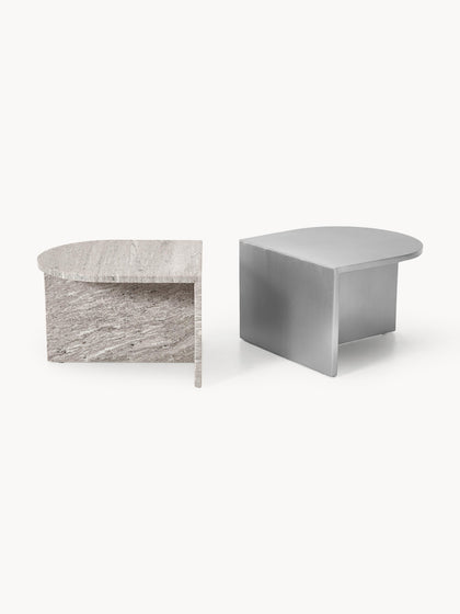 Westwing Mesas De Centro Ovaladas De Metal Y Mármol Leander 2 Uds