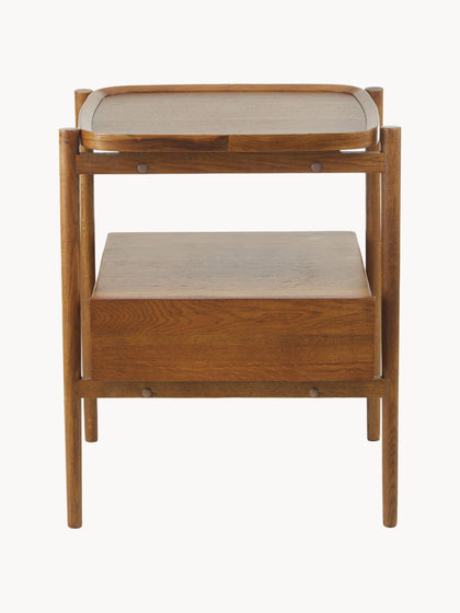 Westwing Mesilla De Noche Con Cajón De Madera De Roble Tony Barnizada En Oscuro