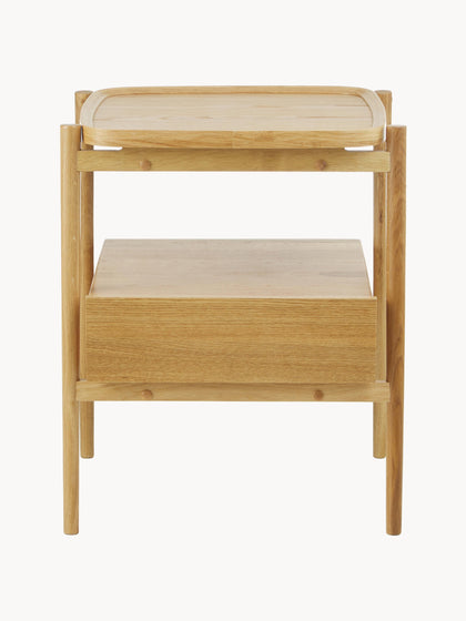 Westwing Mesilla De Noche Con Cajón De Madera De Roble Tony