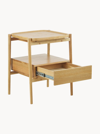 Westwing Mesilla De Noche Con Cajón De Madera De Roble Tony