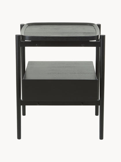 Westwing Mesilla De Noche Con Cajón De Madera De Roble Tony Negro